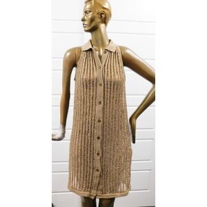 Solid & Striped Long Loose Knit Button Down Vest sz M